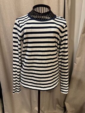 Madewell Northside Long Sleeve Tee in Stripe Navy & White - XS